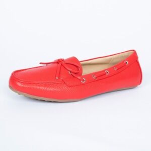 Cushion Walk by Avon Red Pebbled Leather Moccasin Flats Women's 10‎